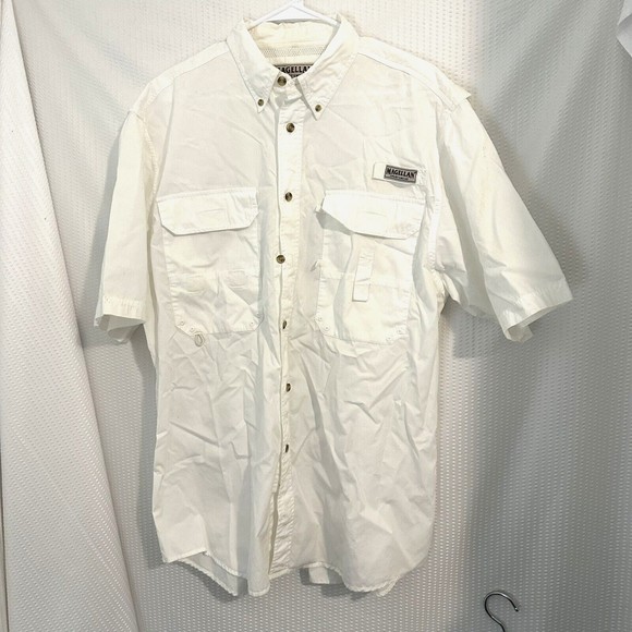 Magellan Outdoors Mens White Magshield Vented 100% Cotton Fishing Shirt Size L - Picture 1 of 5